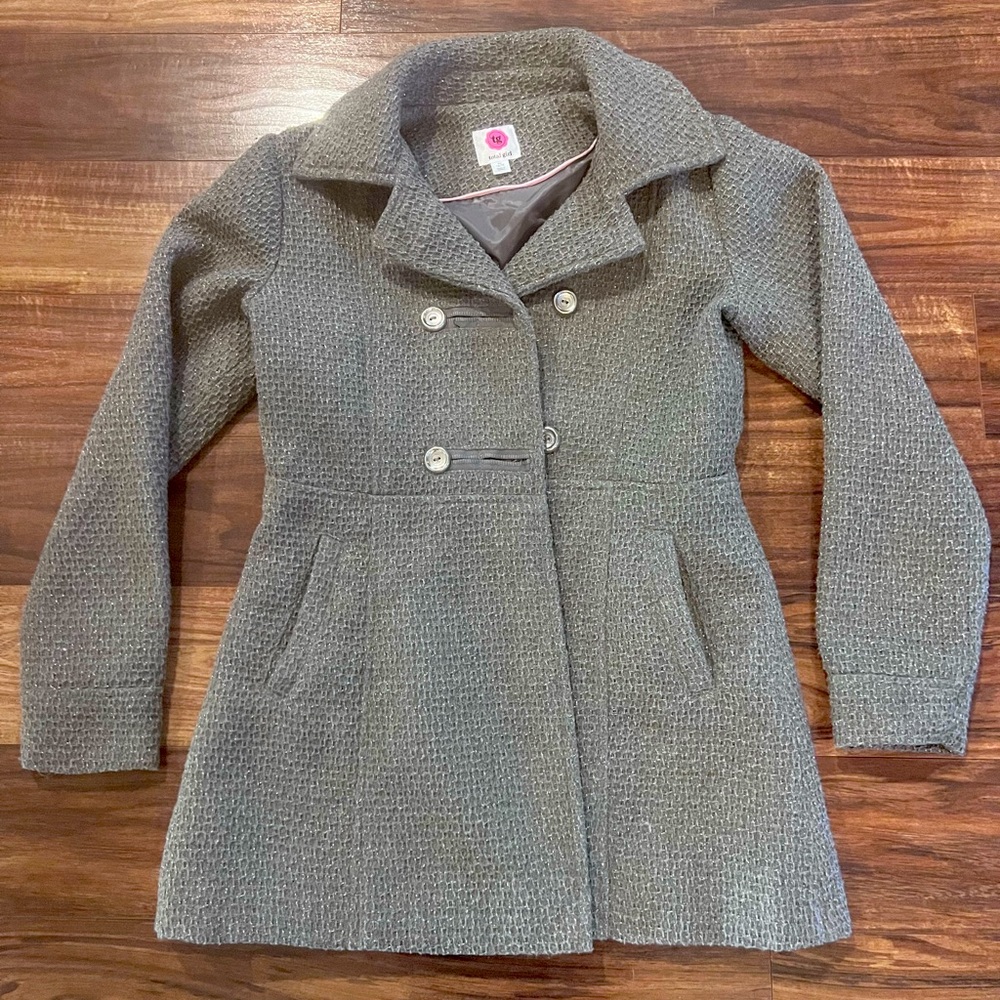 Girls gray tweed jacket dress peacoat. Size XL
